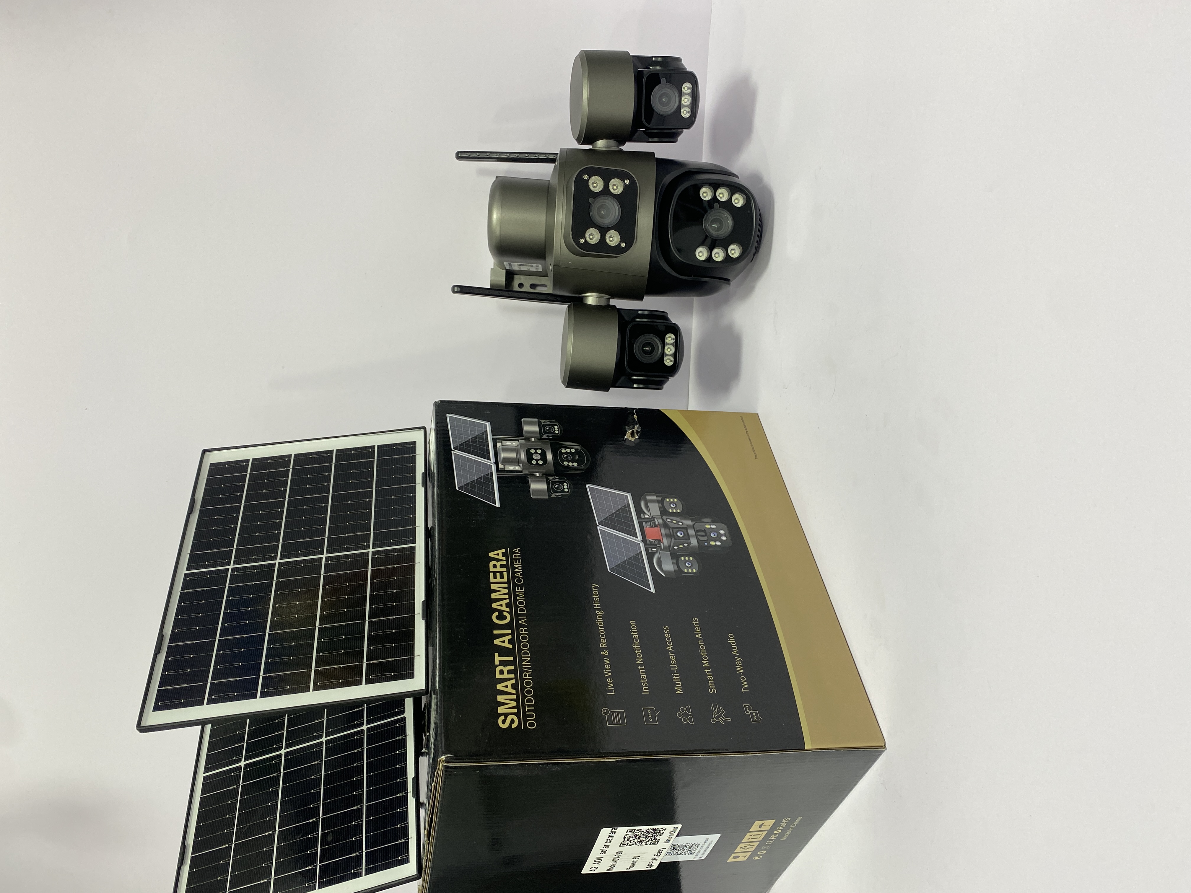 دوربین خورشیدی 4G مدل AOV-760 | سهچشمی + دو پنل خورشیدی + بدون نیاز به برق و وایفای